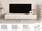 High-gloss suspended TV cabinet. Wall Mounted TV Shelf with Led Lights & Power Outlet,H Cabinet for W1321P351899