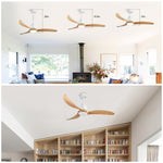 ZUN 52" Ceiling Fan with Dimmable LED Light Remote Control,Quiet DC Motor 6 Speed Levels,Adjust Height W1592P209562