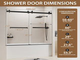 56-60" W x 60" H Frameless Double Sliding Shower Door, Premium 1/4" Thick Tempered Glass With T5595P489719