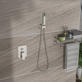 Dual Shower Head - 12 Inch Ceiling Mount Square Shower System with Rough-in Valve, Brushed Nickel W124357676