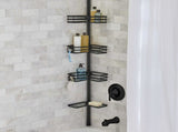 Matte Black Rust-Resistant Tension Pole Shower Caddy with 3 Adjustable Baskets 13239220