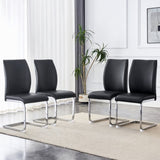 ZUN Luxury Simple Arch Chair - Set of 4 Black PU Material High Resilience Dining Chair with Arched Metal W1151P154857