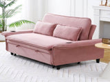 65.74-inch pink letter striped fabric multi-functional sofa bed, suitable for bedrooms and living W3371P311783