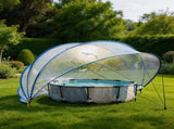 18-foot retractable pool cover, PVC film fiberglass rod pool fence, outdoor swimming pool 84206541