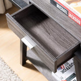 Modern Hallway Display Table with Drawer & Bottom Shelve in Distressed Grey & Black B107130875
