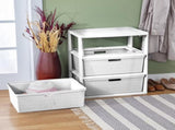 Wide 3 Drawer Tower, Plastic Storage Organizer with Removable Decorative Bins, Easy to Assemble - No 75623775