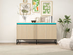 ZUN Carved 4 Door Sideboard with LED, Buffet Cabinet Storage Cabinet Modern Coffee Bar Cabinet With W688P194060