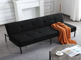 Black 3-Seater Futon Sofa Bed, Twin Folding Sleeper Sofa, Sturdy Metal Frame, Skin-Friendly B347P507913
