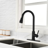 Black Kitchen Faucet, Kitchen Faucets with Pull Down Sprayer Commercial Stainless Steel Single 43249908
