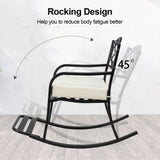 Metal Chair, Outdoor Bench with Cushion, Patio Rocker with Footrest, Weatherproof 25578656