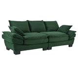 U-Style 85.4" Modern Curved Sofa, Back Upholstered Couch with 2 Decorative Throw Pillows, Corduroy N711P192059C