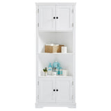 ZUN Tall Bathroom Storage Cabinet, Corner Cabinet with Doors and Adjustable Shelf, MDF Board, White WF318524AAK