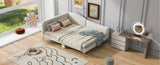 Full Size Upholstered Daybed with Headboard and Armrest, Support Legs, Beige WF318303AAM