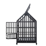 ZUN Heavy Duty Dog Cage pet Crate with Roof & window on roof 84941990