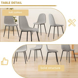 Dining Chairs Set of 4 modern kitchen dining chairs, linen padded seats, and sturdy black metal leg 14491893