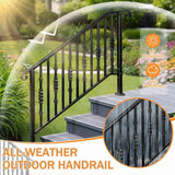 Matte Black Outdoor 4 Level Iron Handrail 05779125