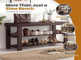 27-In Bamboo Shoe Rack & Bench, 3-Tier 280 lb Capacity Storage Organizer for Entryway, Living Room, 35252088