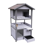 Three Story Outdoor Cat House with Balcony, Large Feral Villa Cat Shelter Weatherproof, 3 Story W1431P284943