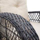 ZUN Garden Rocking Chair,Outdoor Rattan Rocker Chair with All-weather Hand-woven Resin Wicker, Patio W2749P185874