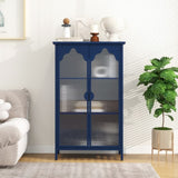 ZUN 2 Doors Metal Storage Cabinet,Display Cabinet with Glass Doors,Metal Kitchen Sideboard Buffet W688P194065