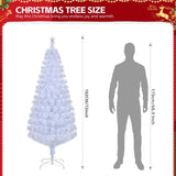 ZUN 6 FT Pre-lit Christmas Tree, Artificial Fiber Optic Christmas Tree with Lighted Top Star and 220 93226894