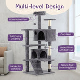 ZUN 53 inch Multi-Level Cat Tree Cat Condo with Scratching Posts Kittens Activity Tower Pet Play House 17460876