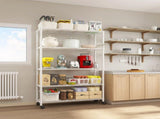 5-Layer Adjustable Shelf Iron Shelving Unit with 1.5" Nylon Wheels for Home Use 35.43*13.78*64.96in 84932247