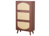 Rattan-covered 3-drawer shoe cabinet, particleboard, 54*24*135 cm, brown 32169845