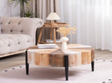Rustic Manufactured Wood Flower - Shaped Coffee Table with Metal Legs, 31.7" Diameter Vintage W2729P353716