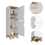 ZUN British Single Kitchen Pantry, Four Storage Shelves, Double Doors Cabinets B128P148674