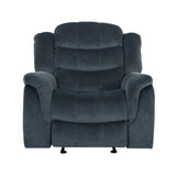 Classic Design, Steel Gray Plush Fabric, Glider Recliner 57412.00FSTL