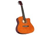 Brown 41-inch Dreadnought barrel-shaped cutaway acoustic guitar with pick, strings, capo, gig bag, 95446396