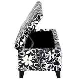 Luxury Storage Ottoman with Floral Patterned Fabric, Soft-Close Hinges, Multi-Functional Footrest & N767P257582W