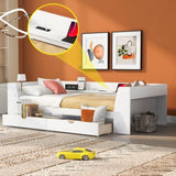 Twin Size Daybed with Shelves, Drawers and Built-In Charging Station, White WF306024AAK