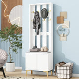 ON-TREND Modern Luxury 4-in-1 Hall Tree with Cushion, Versatile Coat Rack with 8 Gold Hooks and N721P192814K