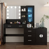 Large Makeup Vanity with Lights, Vanity Table with Charging Station, Vanity Desk with Mirror and 10 34862814