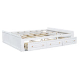 Wood Queen Size Platform Bed Frame with 6 Drawers, White 07431345