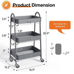 ZUN 3 Tier Small Rolling Cart, Metal Utility Storage Organizer Kitchen Trolley Bathroom Laundry Room Bar 53334839