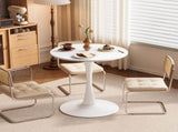 Round Tulip Dining Table, 27.6 Inch Circular Kitchen Table for 2 People, Melamine Laminated MDF 09175946
