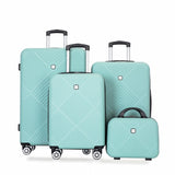 4-piece ABS lightweight suitcase, 14 inch makeup box, aircraft wheels LIGHT BLUE W284P149255