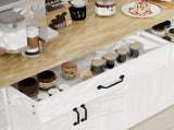 55.91" Large Farmhouse Buffet Cabinet Storage Sideboard with 2 Drawers and 4 Doors for Dining Living W282138080