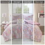 Metallic Printed Plush Comforter Set with Throw Pillow Twin/Twin XL B035P294498