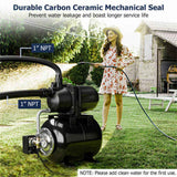 1200 W Garden Water Pump Shallow Well Pressurized IrrigationShallow Well Pump 1000GPH Max Flow 20494277