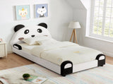Twin Size Cute Panda-Shaped Kids Bed with Safety Soft Padded Edges, Solid Wood Toddler Bed Frame for W1413P384935