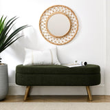 Ottoman Oval Storage Bench,Rubber Wood Legs, Green W487P220595