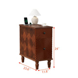 2 Drawer Modern Sofa Side Table, Narrow Side Table, Slim Nightstand for Living Room, Bedroom W2593P289143