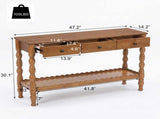 47.2'' Solid Wood Console Table for Entryway,2-Tier Wooden Sofa Table Behind Couch with Vintage W2263P510695