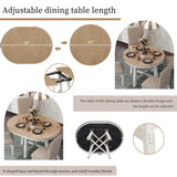 ZUN 5-Piece Farmhouse Dining Table Set Wood Round Extendable Dining Table and 4 Upholstered Dining 80008681