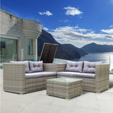 ZUN 4 Piece Patio Sectional Wicker Rattan Outdoor Furniture Sofa Set with Storage Box Grey 65994136