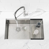Kitchen Sink 33"x19" Multifunctional undermount Flying Rain Waterfall S304 Stainless Steel Handmade 18198339
